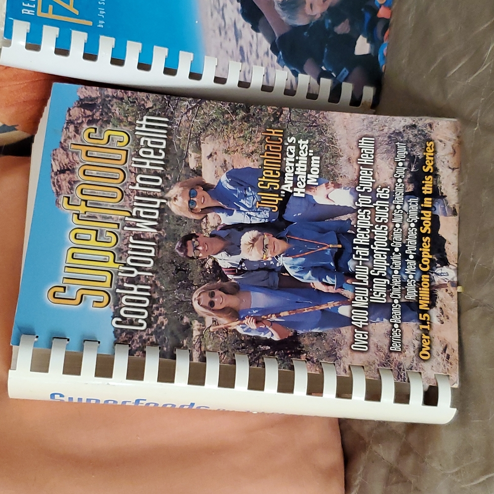 3 well used Fat Free Living cookbooks by Jyl Steinback